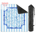 Blue And White Striped Preppy Floral Asian Chinoiserie Flower Border Mahjong Mat