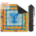 Blue, Orange Floral Monkey Chinoiserie Whimsical Mahjong Mat