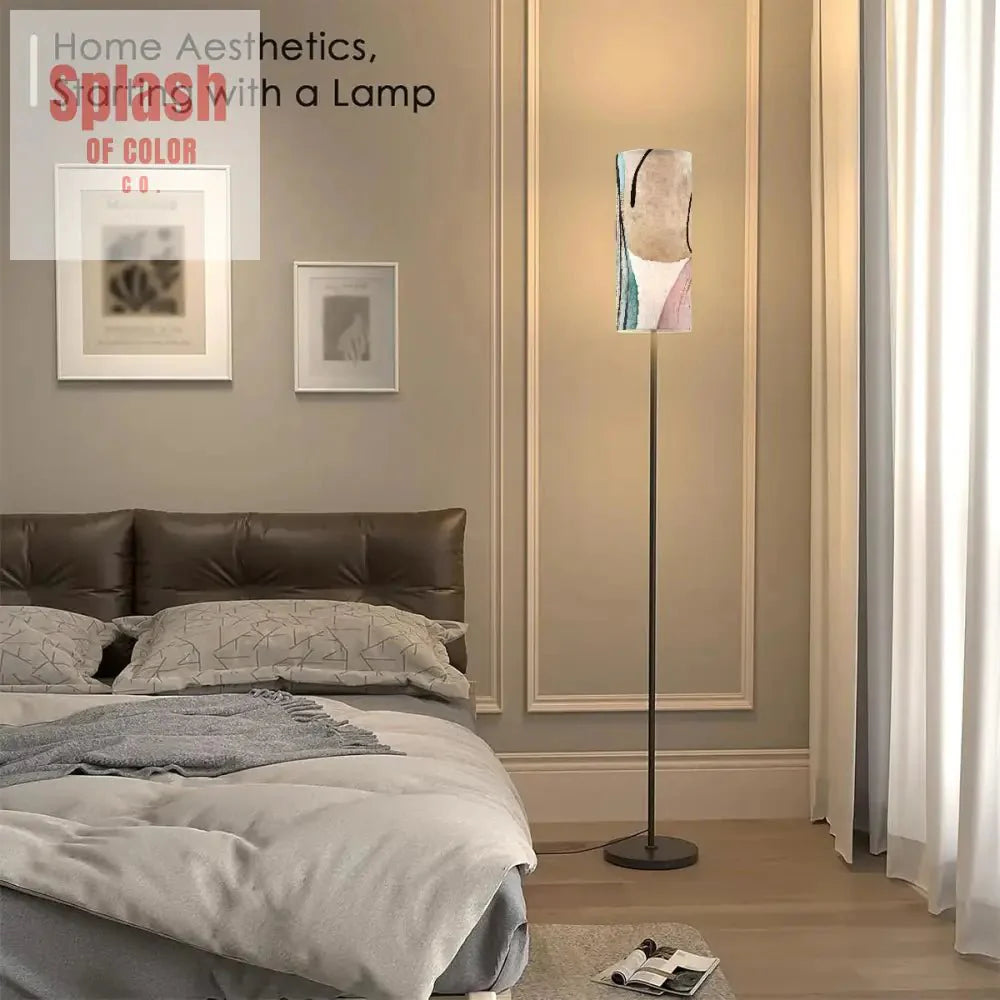Boho Floor Lamp Bohemian Blush Pink Beige Abstract Modern Standing Lamp