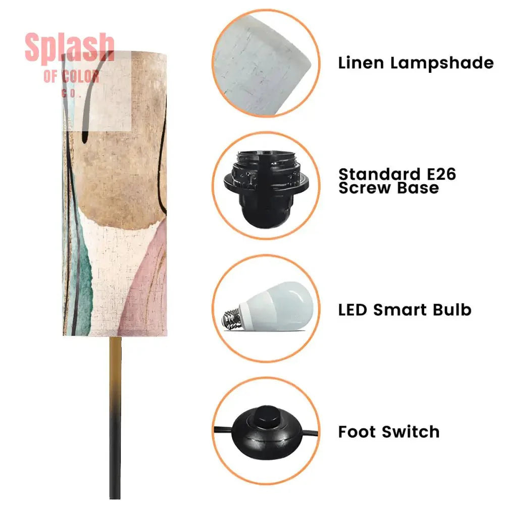 Boho Floor Lamp Bohemian Blush Pink Beige Abstract Modern Standing Lamp