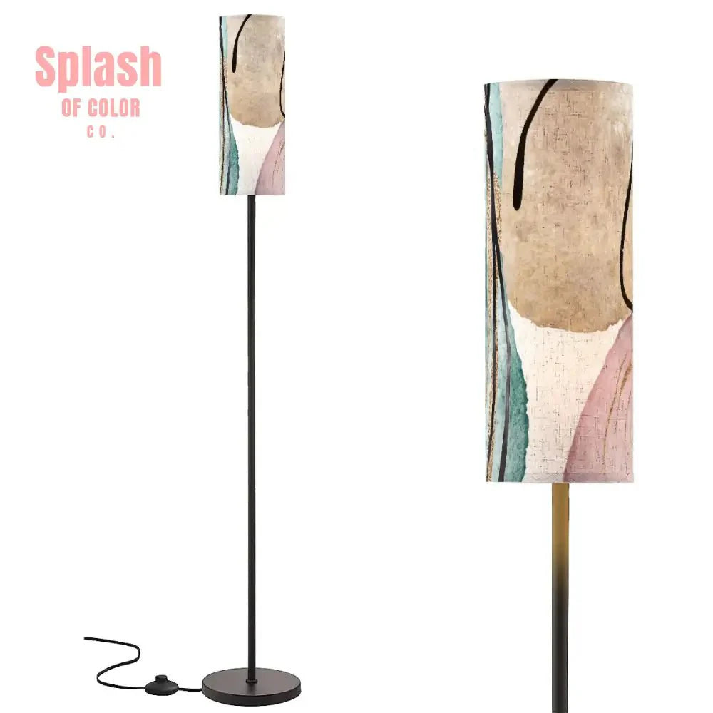 Boho Floor Lamp Bohemian Blush Pink Beige Abstract Modern Standing Lamp