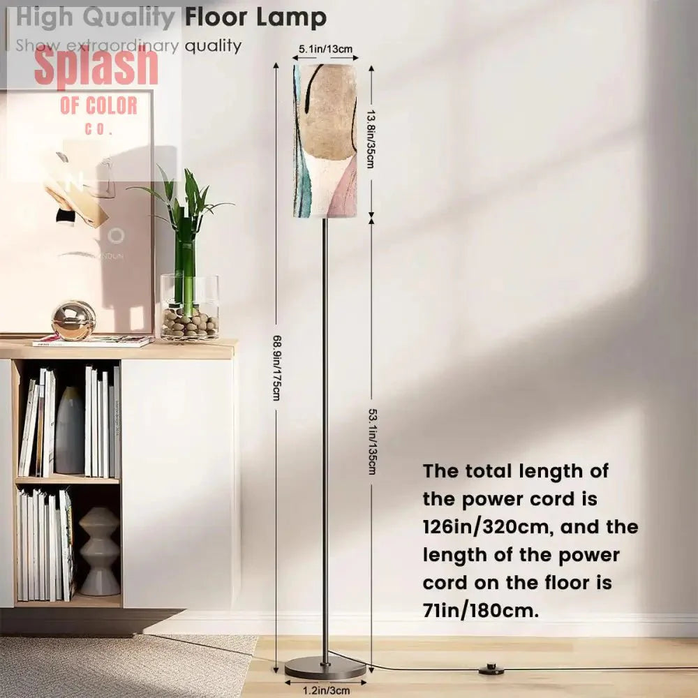 Boho Floor Lamp - Modern Abstract Design in Pale Pink, Blue, and Beige for Bohemian Home Decor