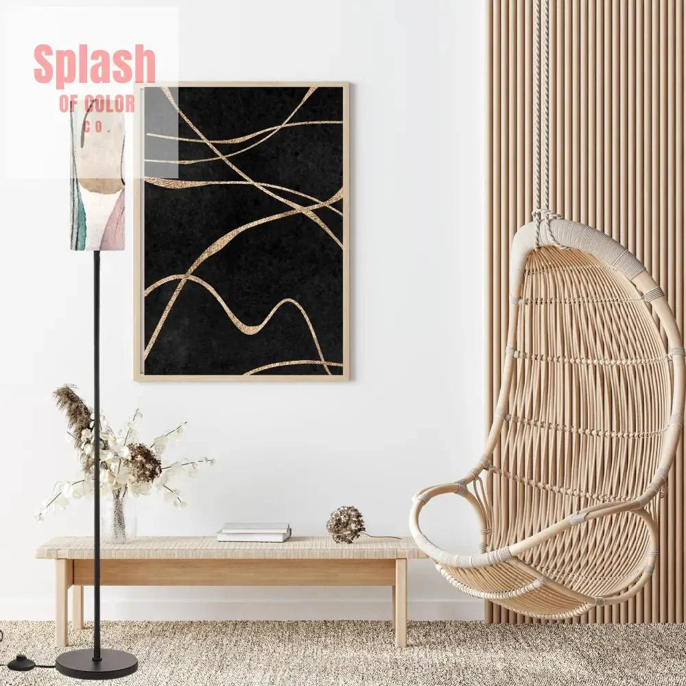 Boho Floor Lamp - Modern Abstract Design in Pale Pink, Blue, and Beige for Bohemian Home Decor