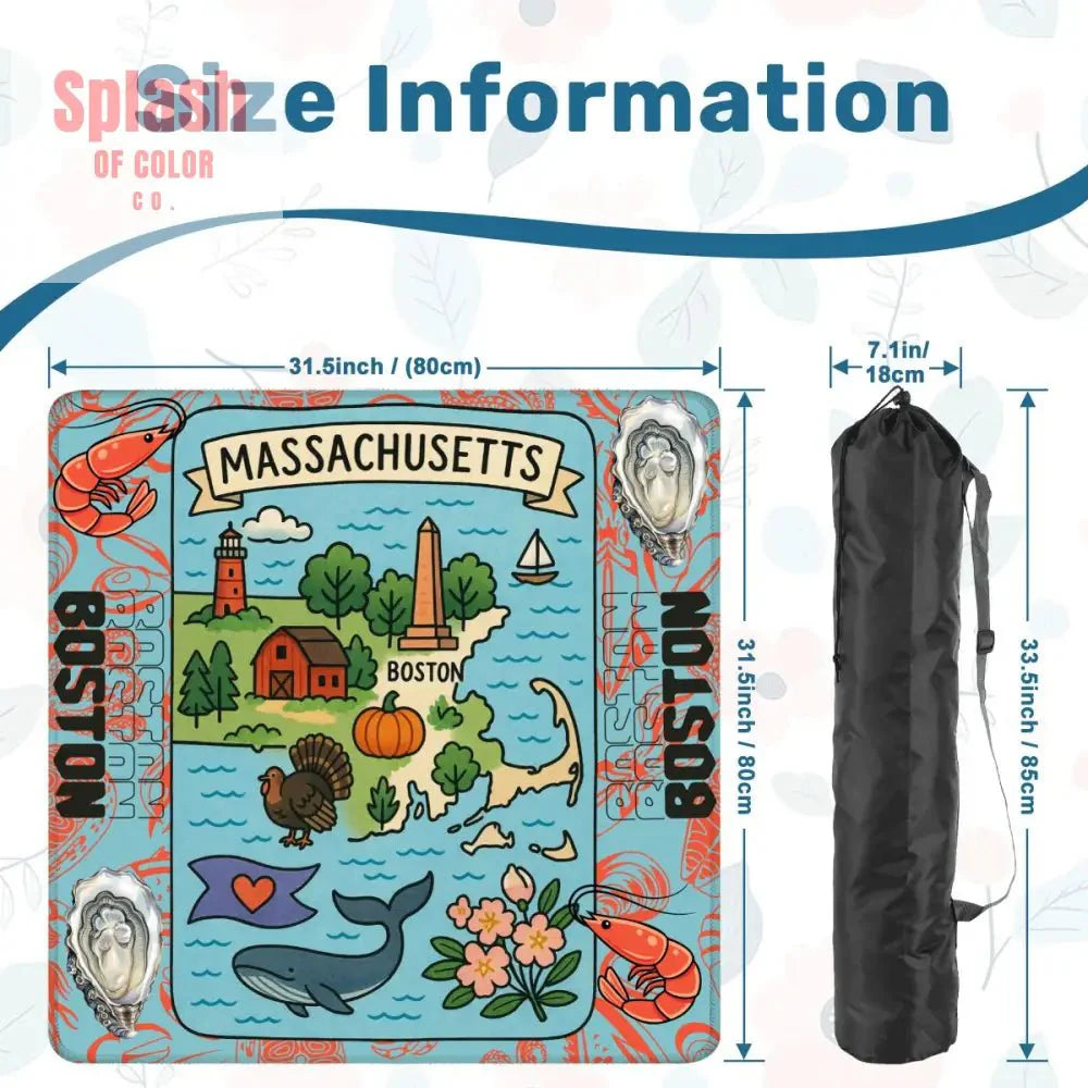 Boston Massachussets Mahjong Mat, Whimsical Playful Orange, Blue Motif