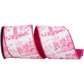 4in Asian Vista Chinoiserie Ribbon: Pink (5 Yards)