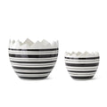 Black & White Striped Ceramic Egg Dishes (Set of 2)