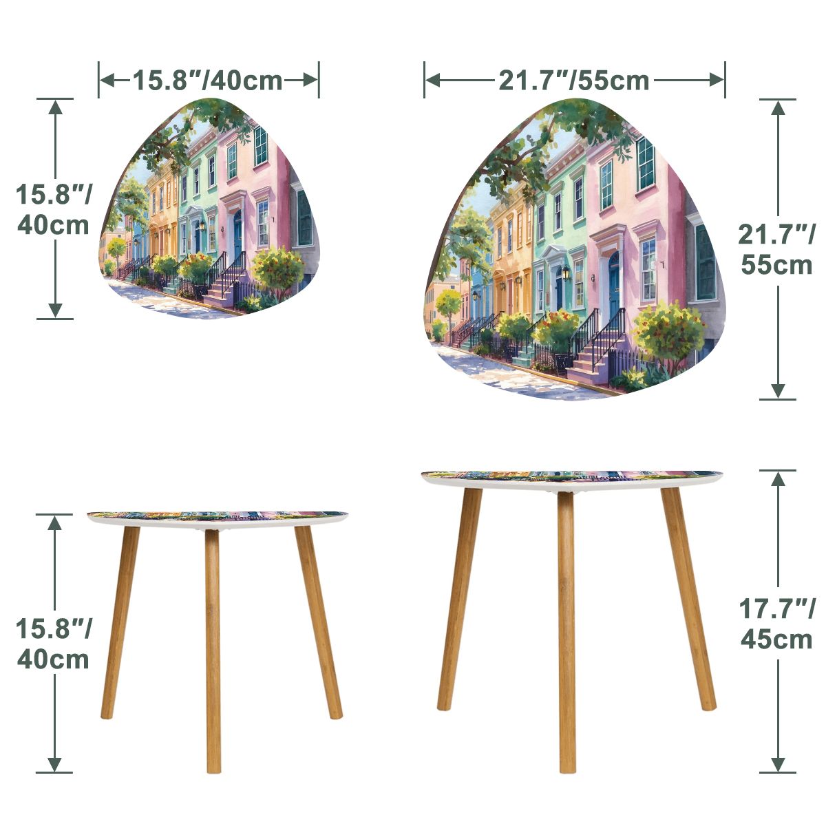 Charleston South Carolina Rainbow Row Modern Nesting Tables
