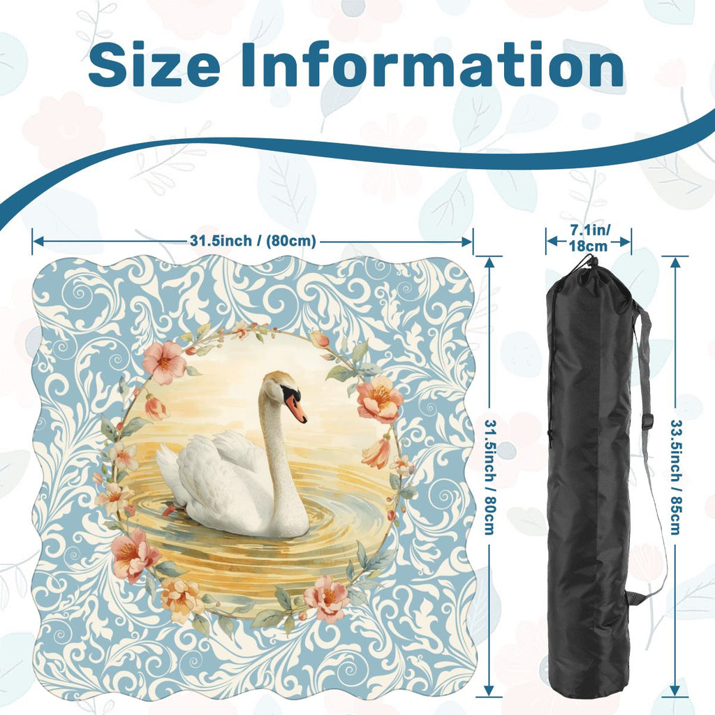 On Golden Pond Swan Floral Scalloped Mahjong Mat