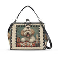 Mahjong Doodle Dog, Whimsical Vintage Style Kisslock Crossbody Shoulder Bag