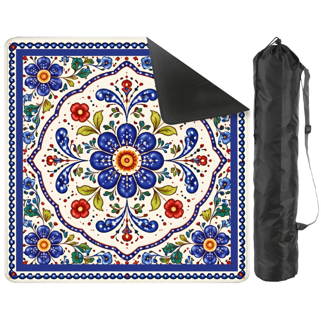 Blue Porcelain Garden Mahjong Mat