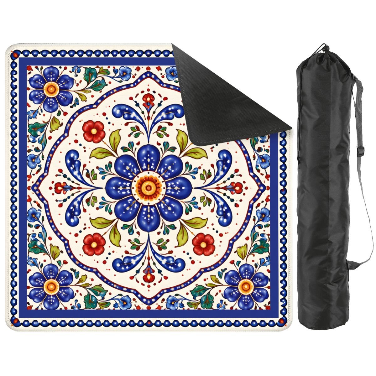Blue Porcelain Garden Mahjong Mat