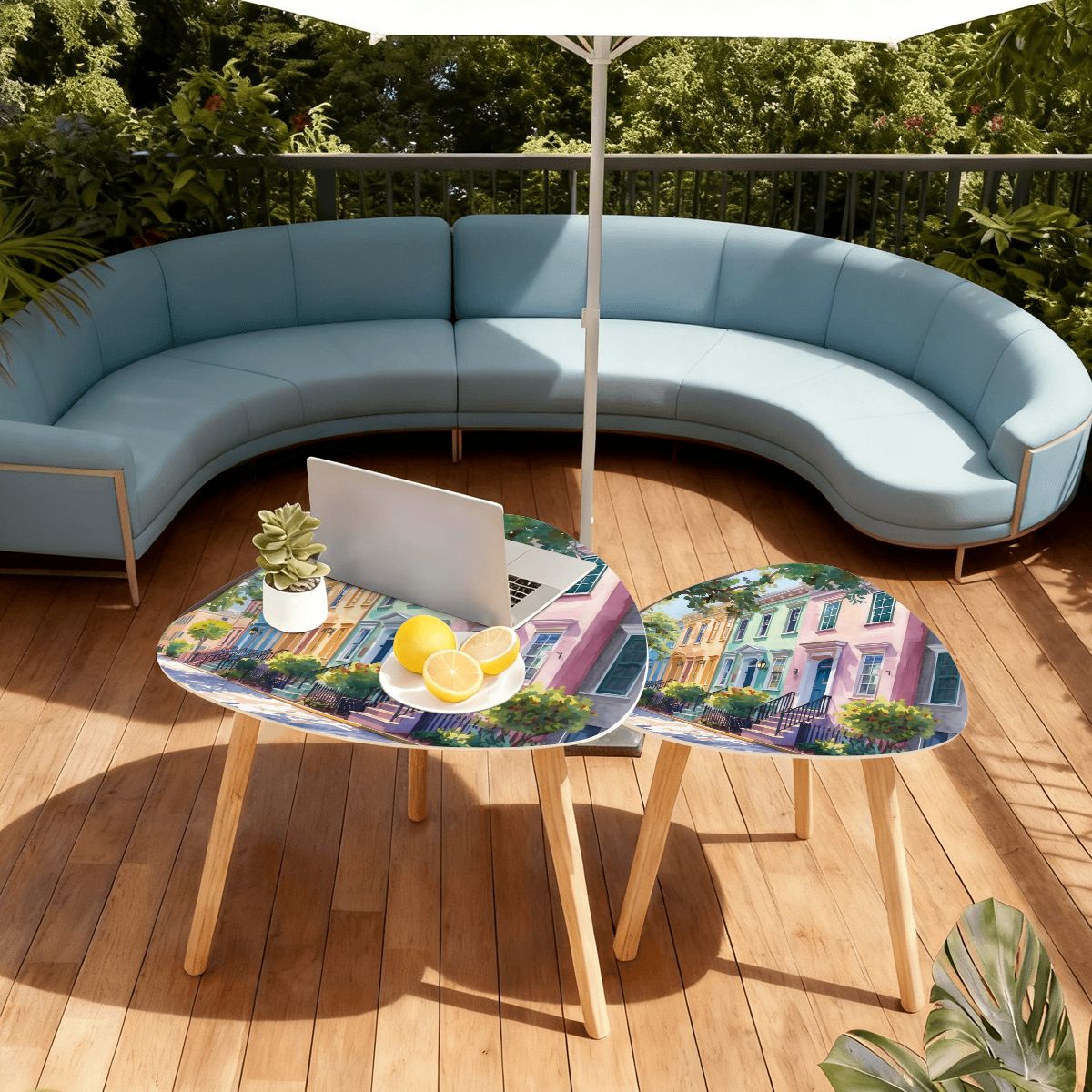 Charleston South Carolina Rainbow Row Modern Nesting Tables