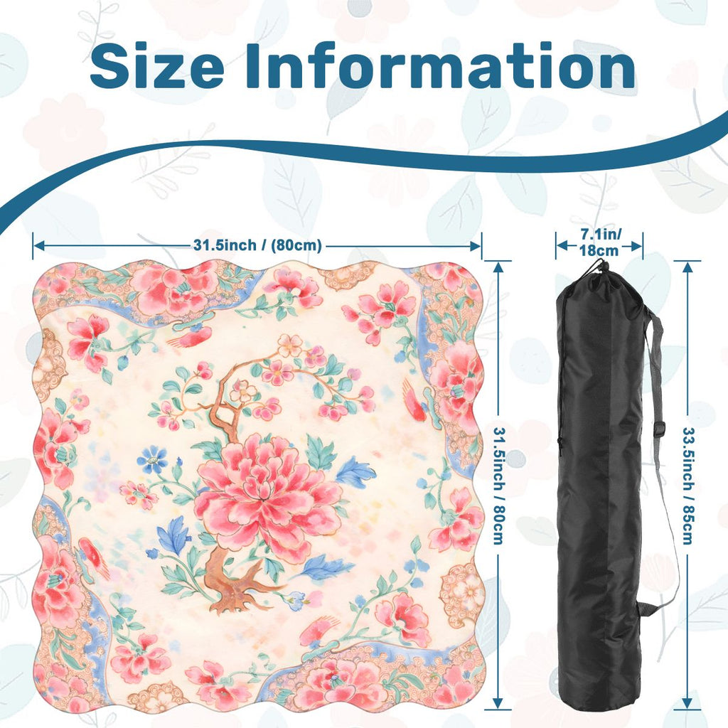 Famille Rose Scalloped Mahjong Mat Preppy Pink, Baby Blue Chinoiserie