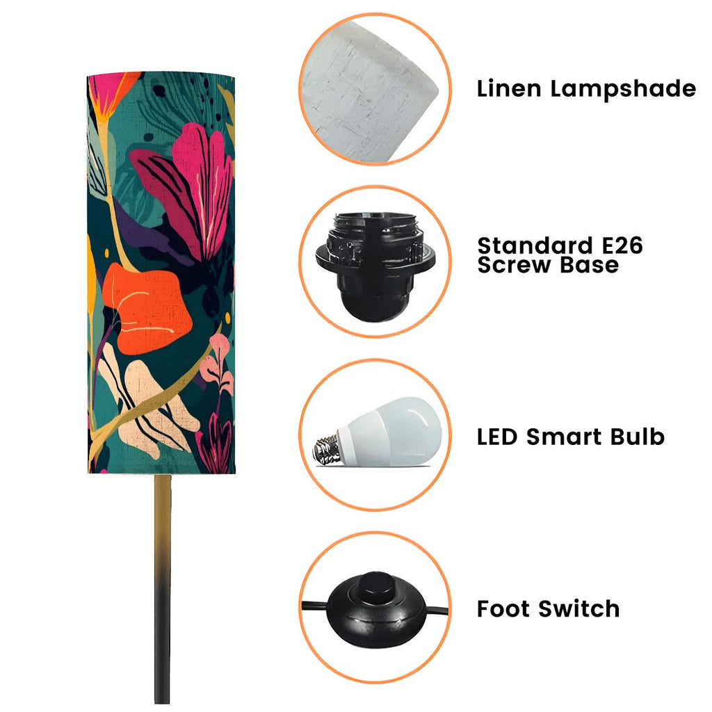 Grand Bohemian Orange, Teal, Yellow, Fuchsia Modern Floor Lamp