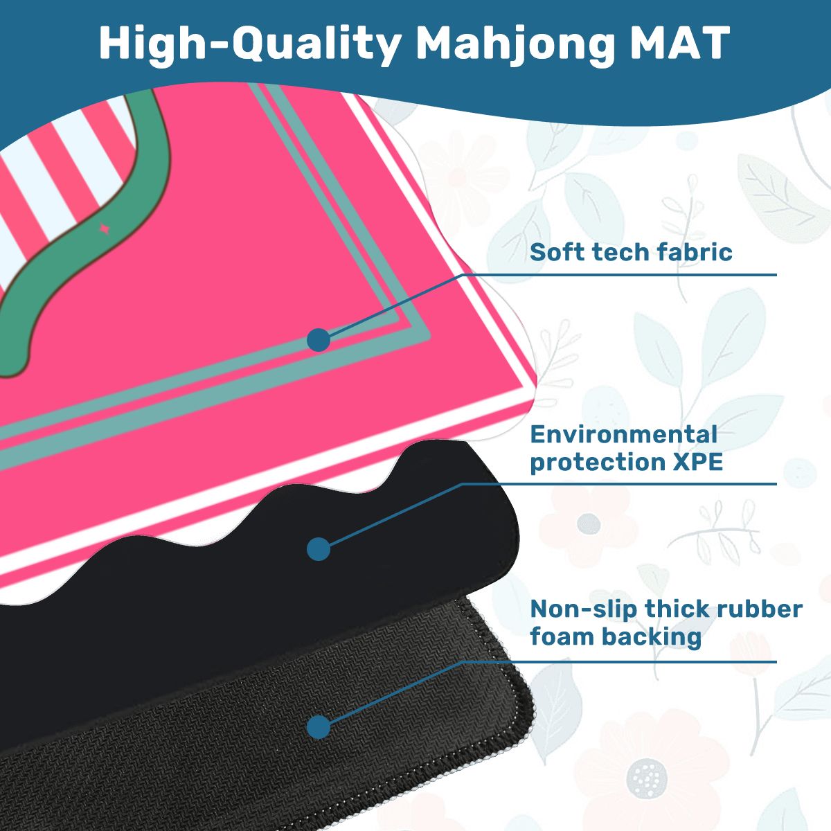 Pretty As A Pink Peacock Scalloped Mahjong Mat