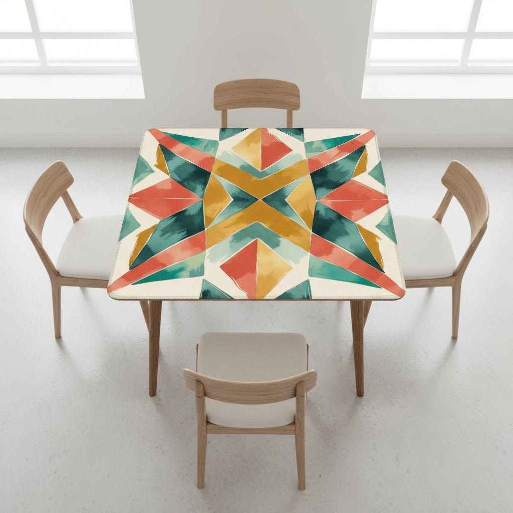 Boho Burst Prism Of Color, Emerald Green, Orange Mahjong Mat