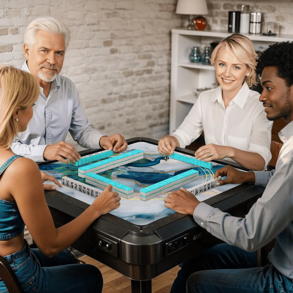 Peacock Blue Lagoon Mahjong Mat
