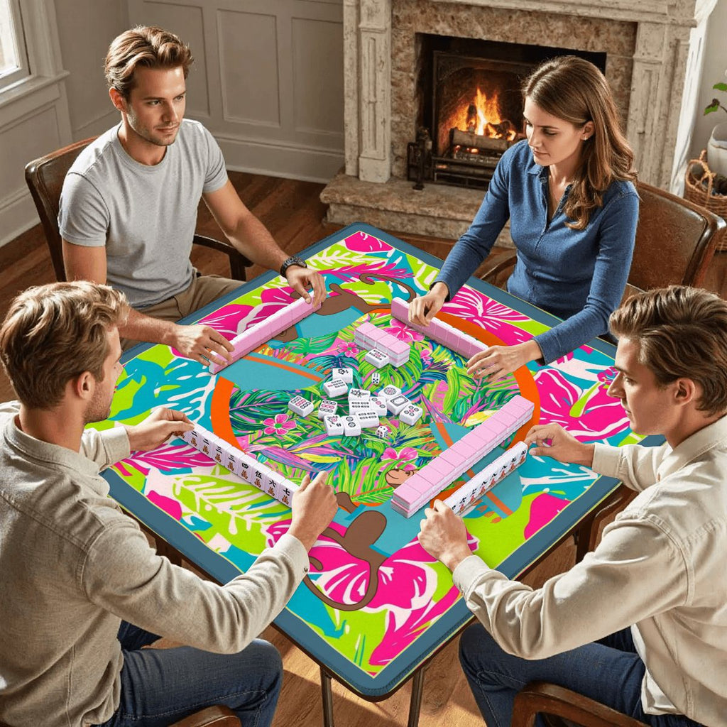 Lime In The Coconut Tropical Oasis Monkey Mahjong Mat