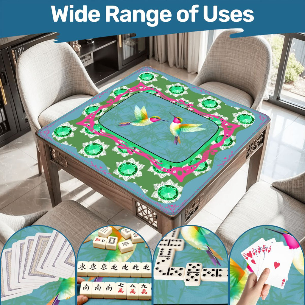 Emerald Mahjong Mat, Flutterbird Mat, Preppy Pink, Green Blue Floral