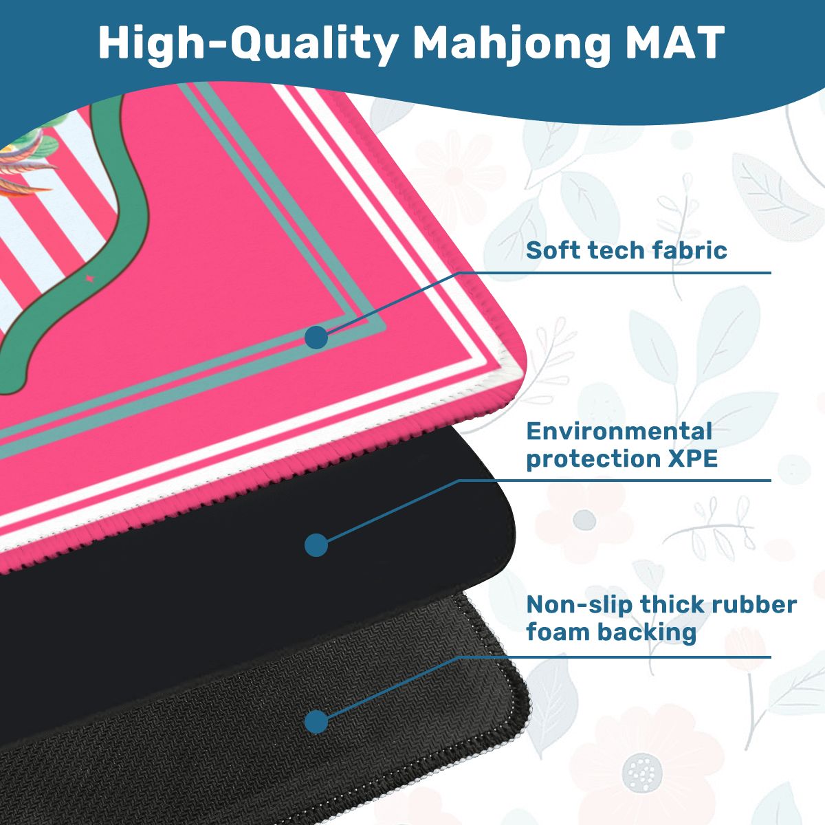 Pretty As A Peacock Hot Pink Mahjong Mat