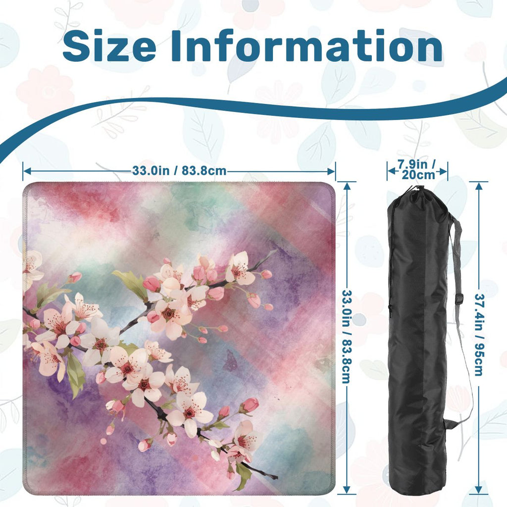 Blossoms in Bloom Watercolor Plaid Mahjong Mat 33"x33