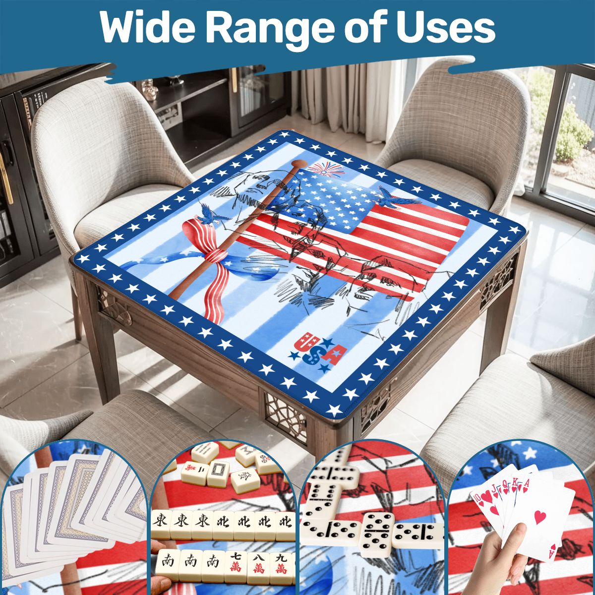 USA Patriotic Mount Rushmore Mahjong Mat