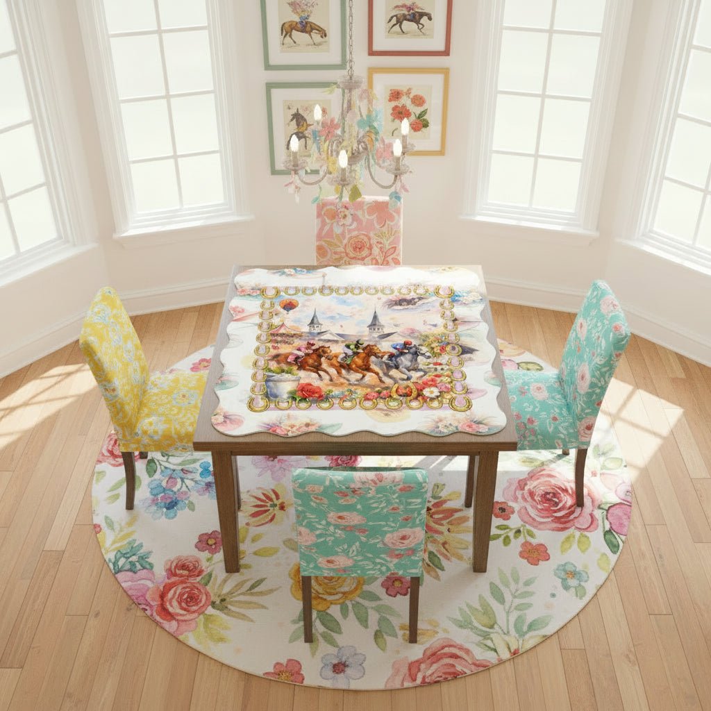 Kentucky Derby Scalloped Mahjong Mat