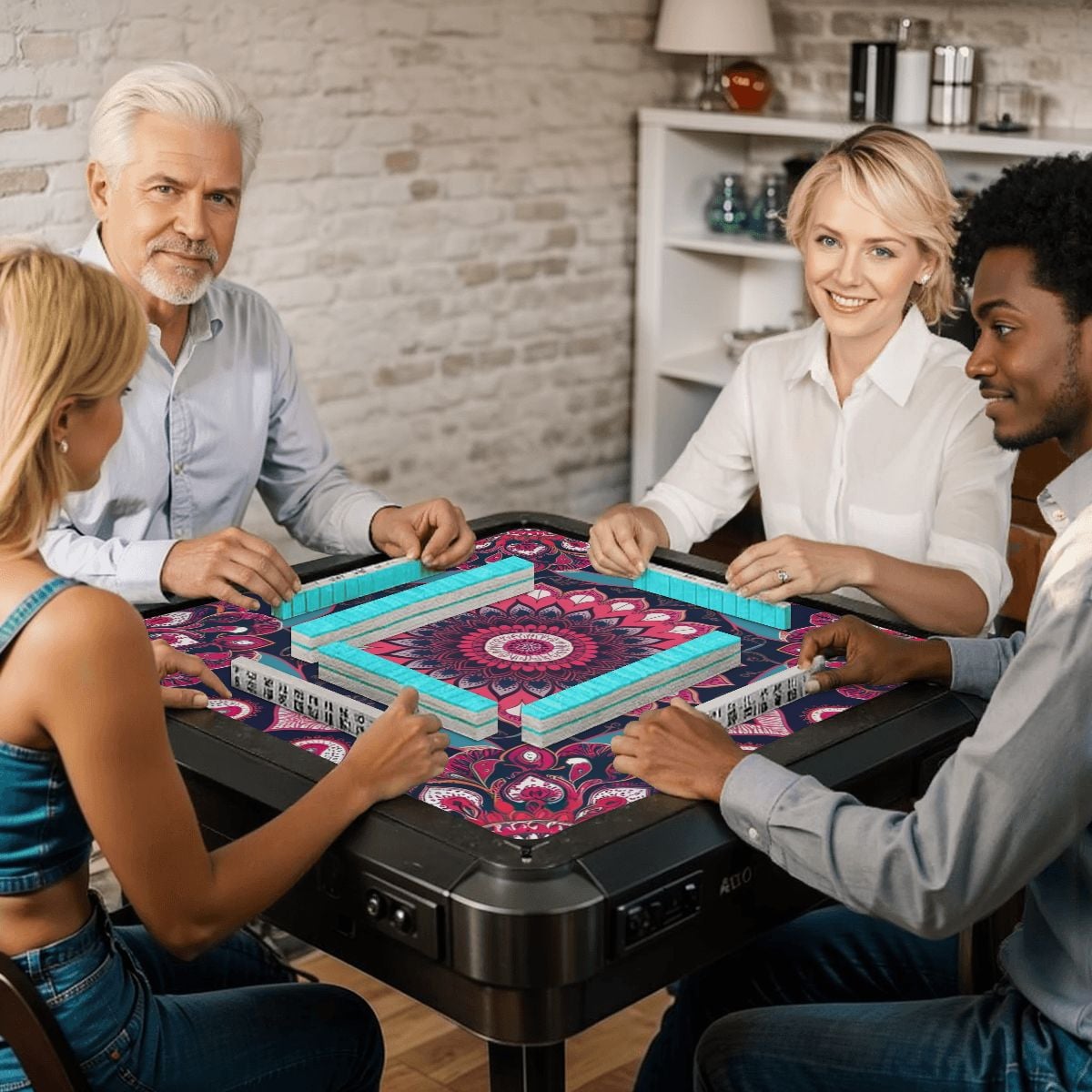 Boho Mandala, Pink, Purple Mahjong Mat