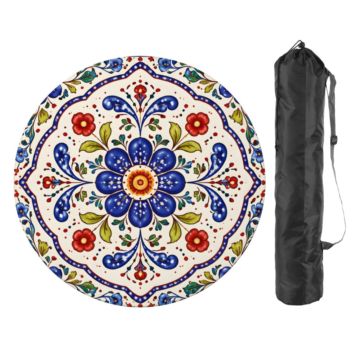 Polish Pottern Blue Porcelain Round Mahjong Mat