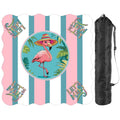 Let's Mahj Tropical Flamingo Pink And White Striped Scalloped Mahjong Mat