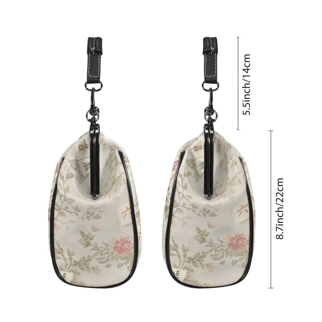 Vintage Floral Mahjong Lover Preppy Kisslock Crossbody Shoulder Bag