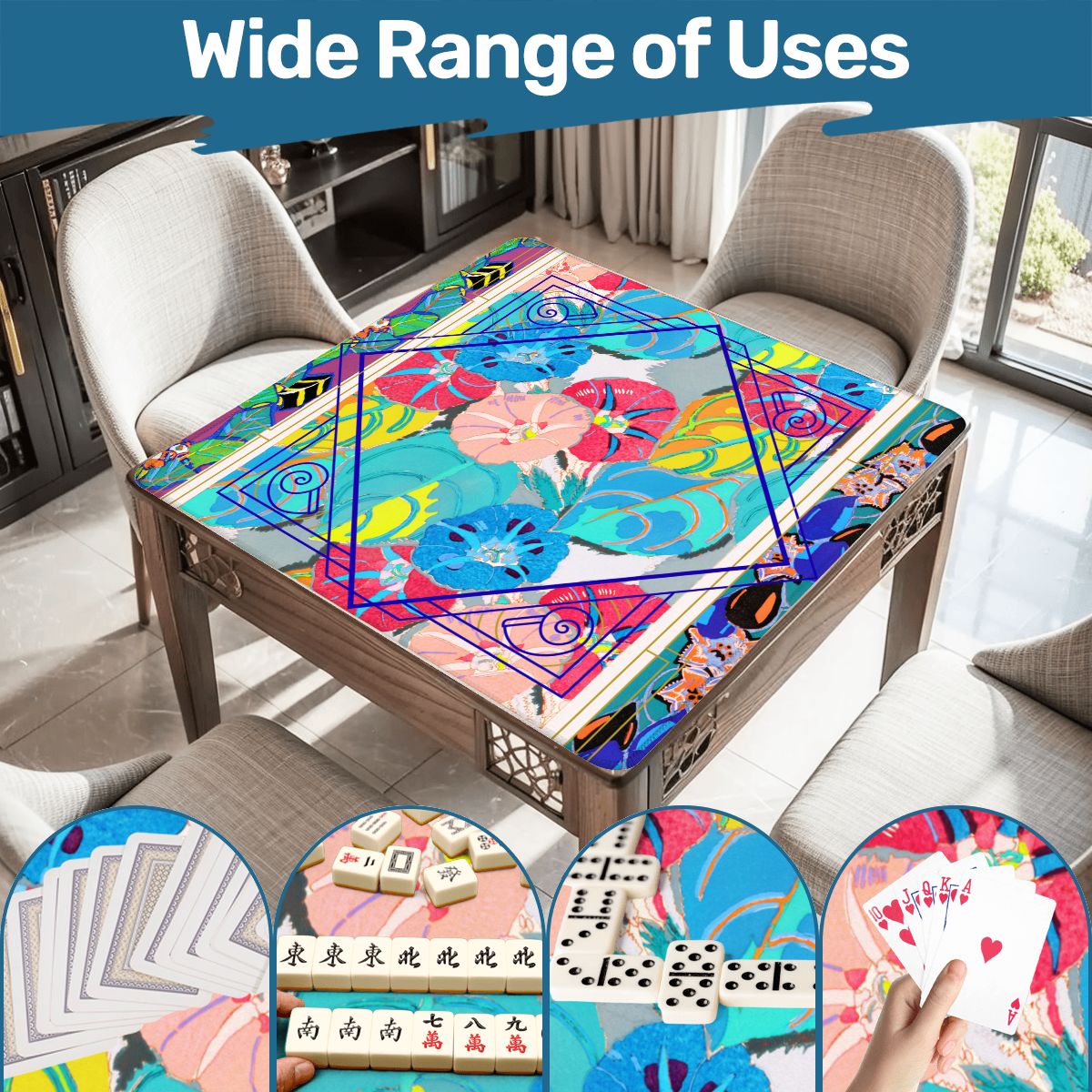 Capri Sunshine Floral Art Deco Mahjong Mat