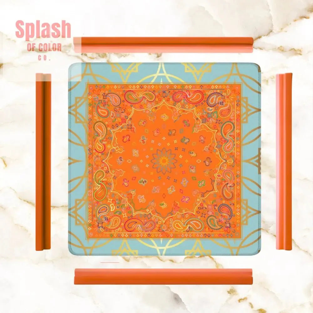 Celestial Glow Up Orange, Blue Mahjong Mat