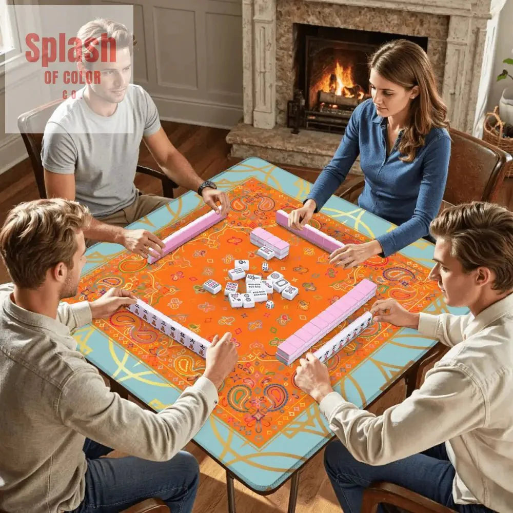 Celestial Glow Up Orange, Blue Mahjong Mat