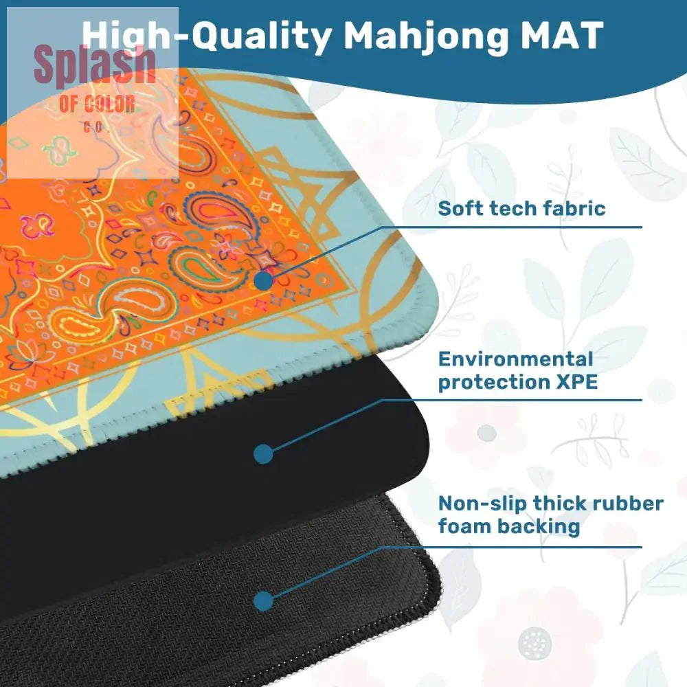 Celestial Glow Up Orange, Blue Mahjong Mat