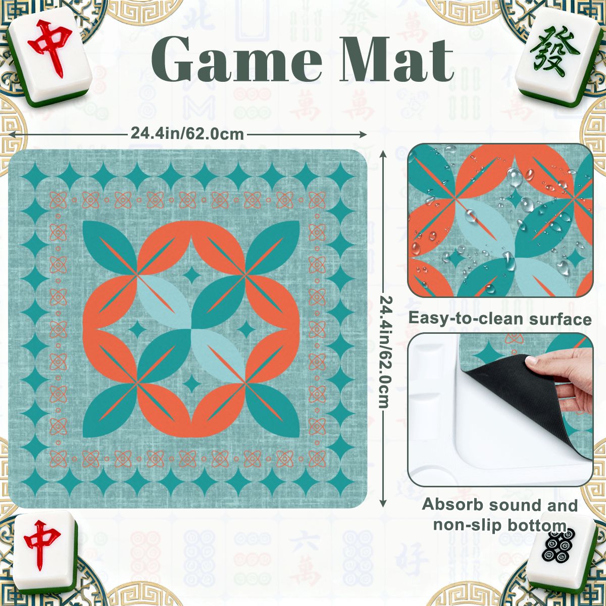 Modern Norwegian Flower Mini Mahj Mat And Foldable Mahjong Table