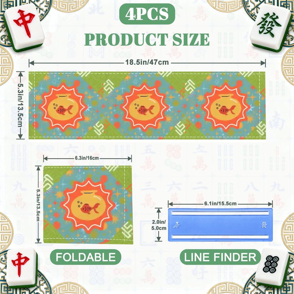Modern Cosmic Fish 4 Mahjong Card Holder with Line Finder