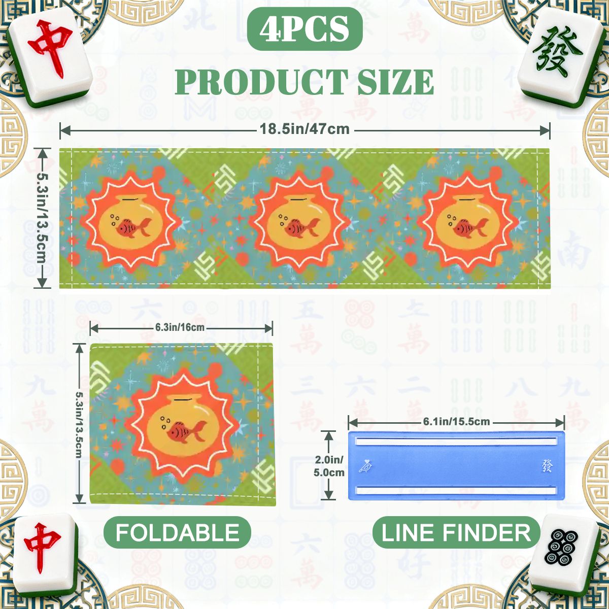 Modern Cosmic Fish 4 Mahjong Card Holder with Line Finder