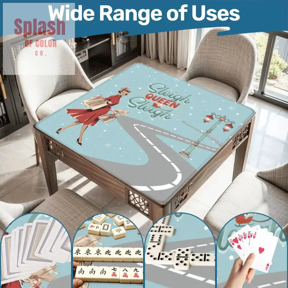 Christmas Mahjong Mat, Funny Sleigh Queen Sleigh Holiday Game Mat