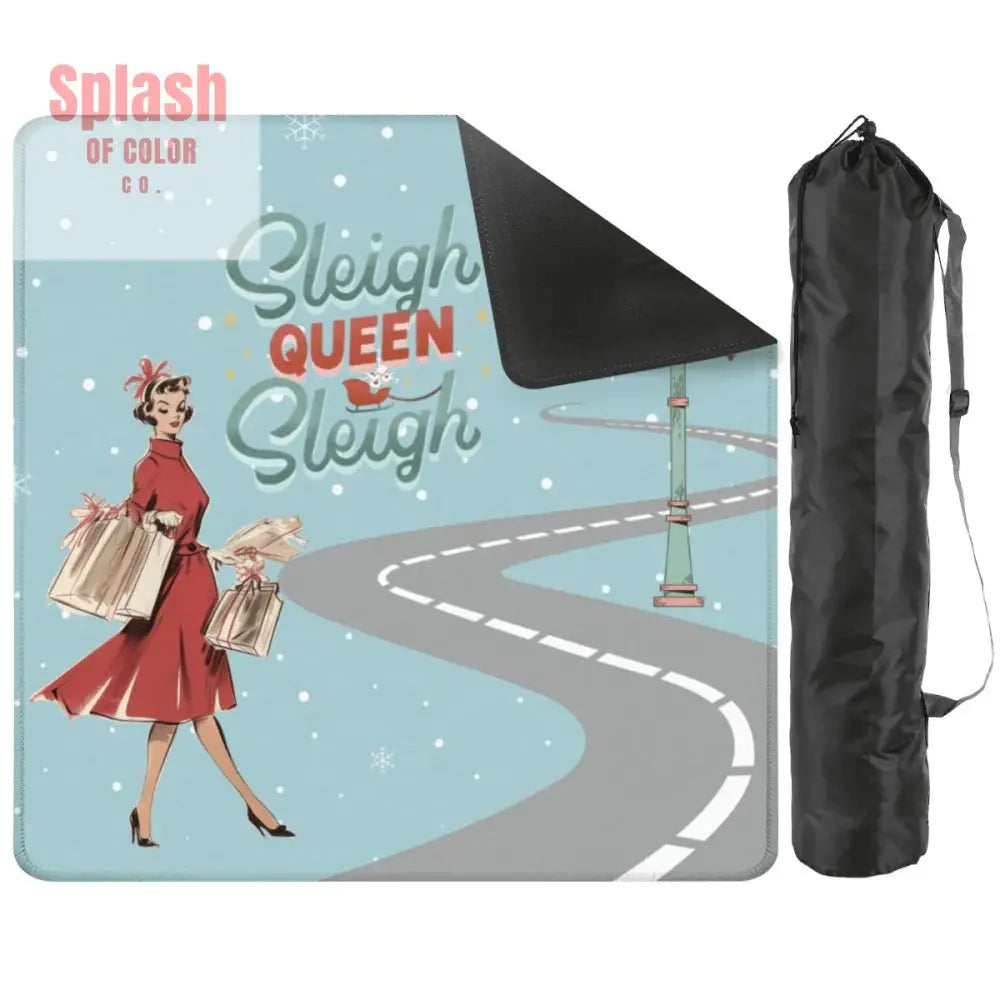Christmas Mahjong Mat, Funny Sleigh Queen Sleigh Holiday Game Mat