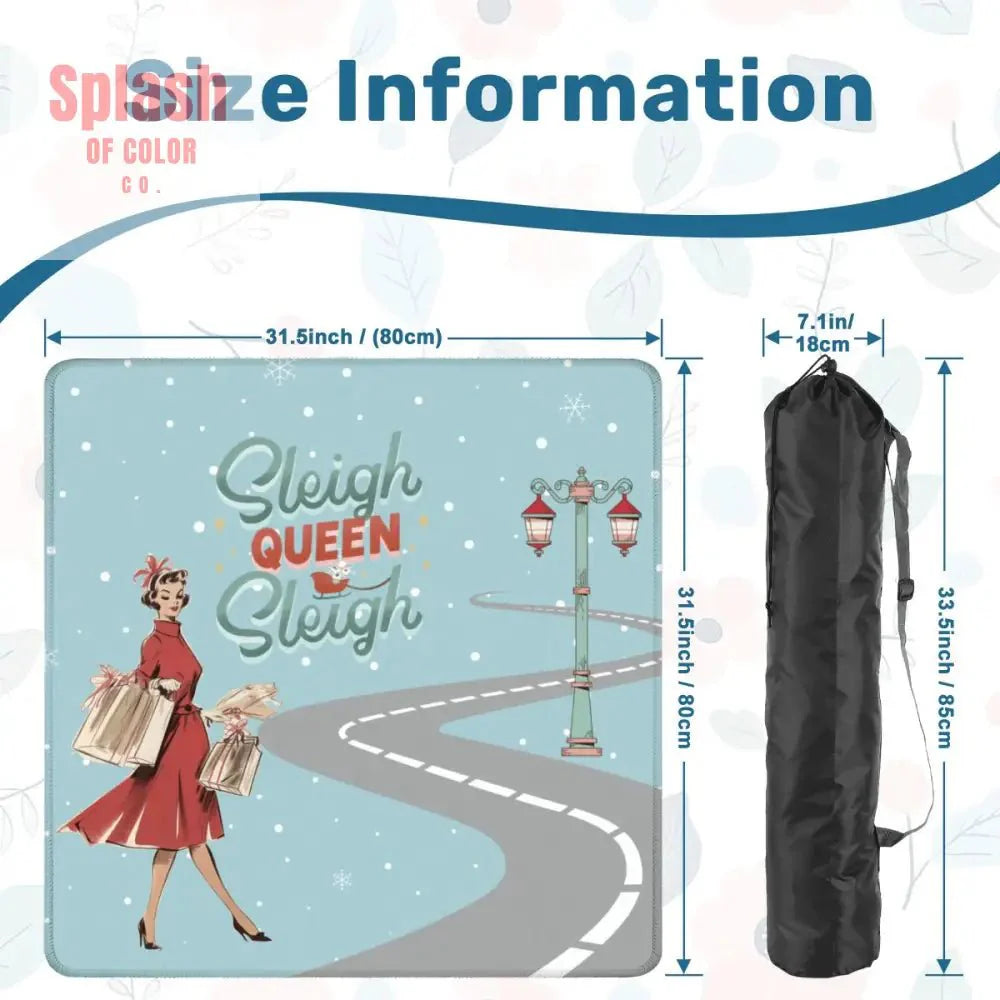 Christmas Mahjong Mat, Funny Sleigh Queen Sleigh Holiday Game Mat
