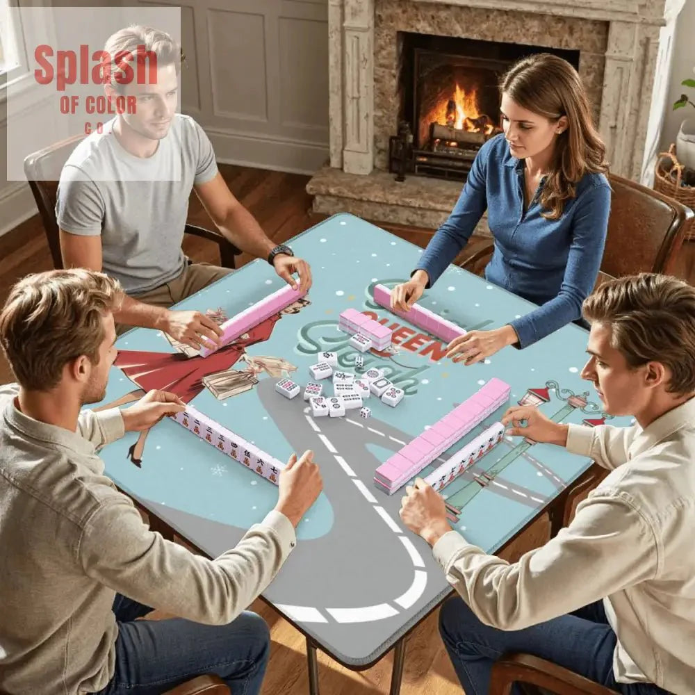 Christmas Mahjong Mat, Funny Sleigh Queen Sleigh Holiday Game Mat