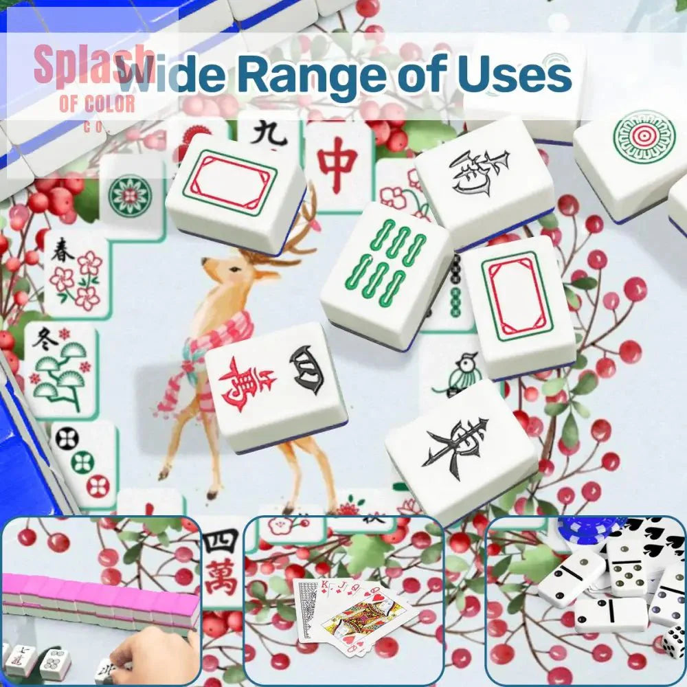 Christmas Mahjong Mat, Mahjong Tile Wreath Festive Winter Season Mahj Game Night Mat