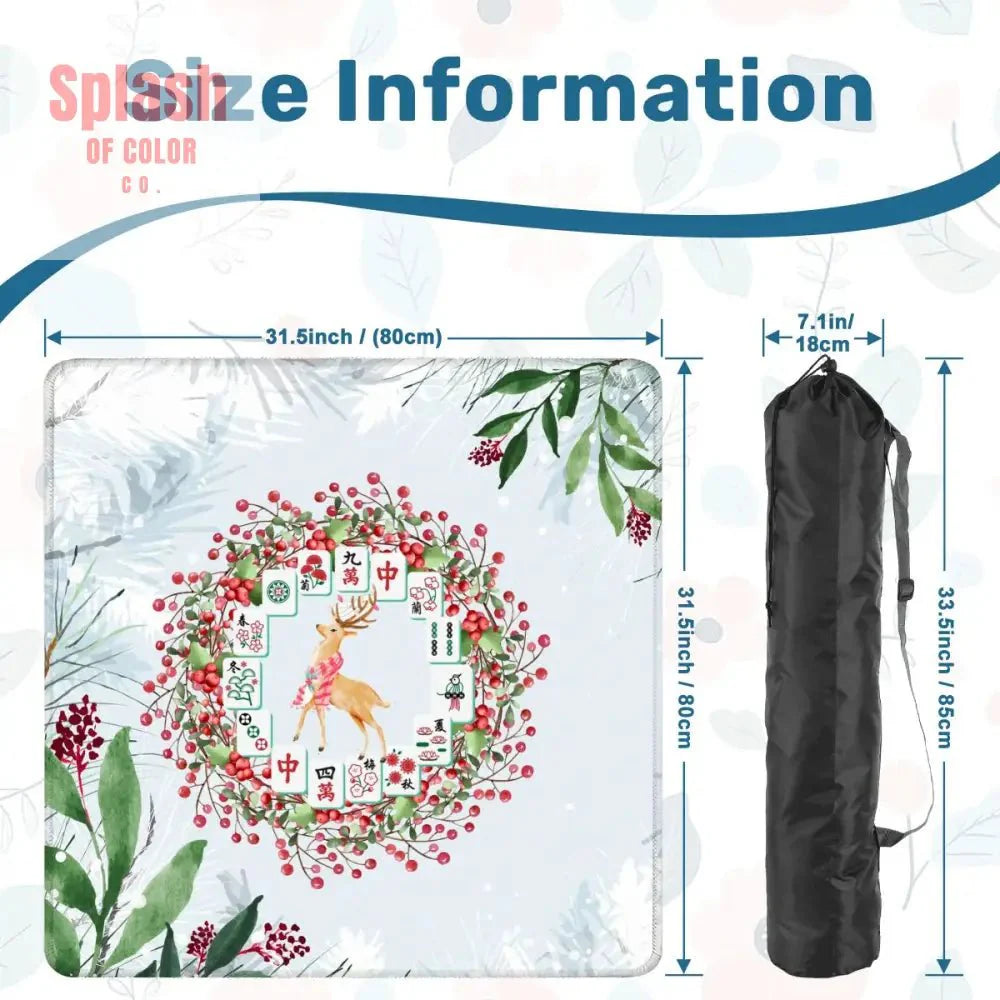 Christmas Mahjong Mat, Mahjong Tile Wreath Festive Winter Season Mahj Game Night Mat