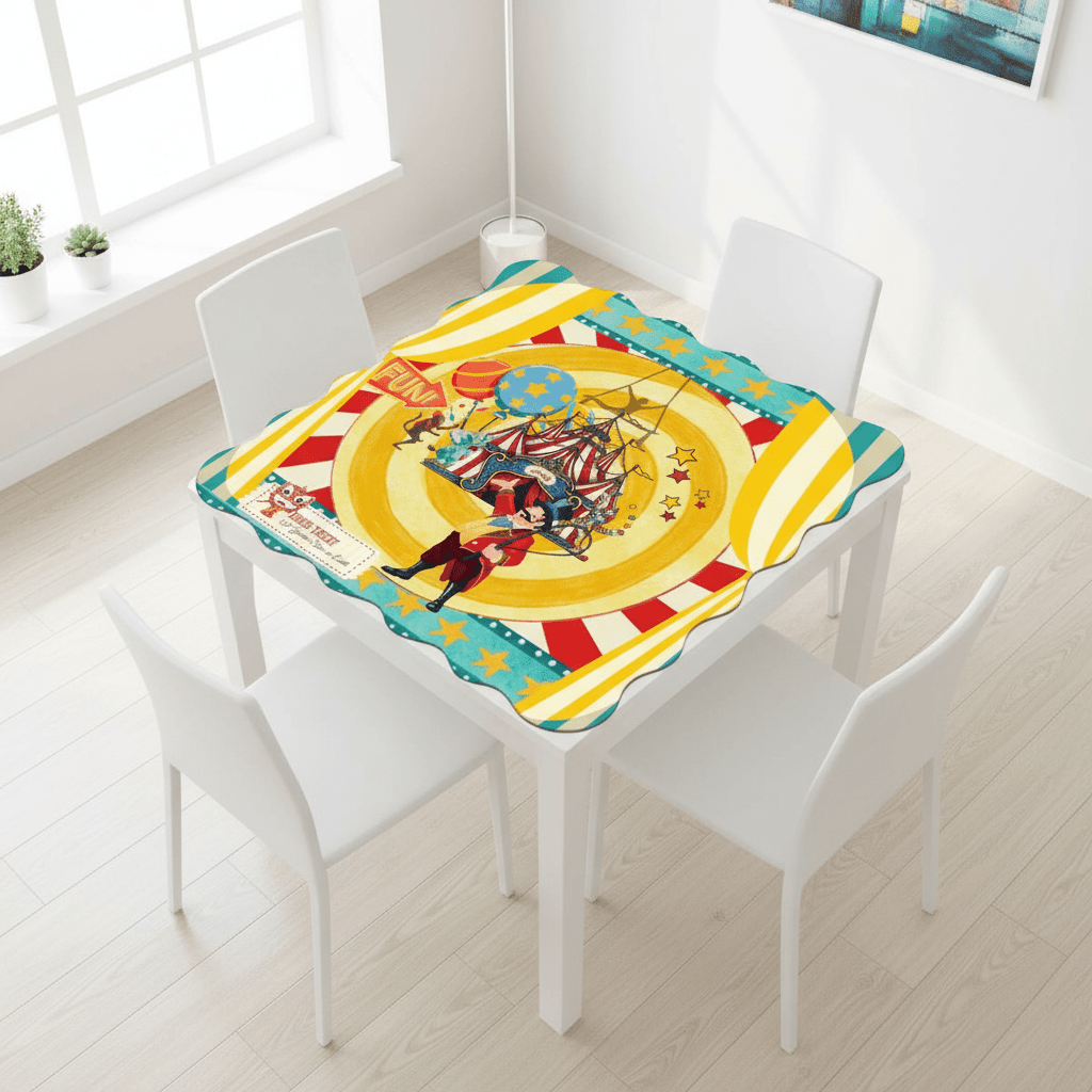 Send in the Clowns Circus Themed Scalloped Mahjong Mat