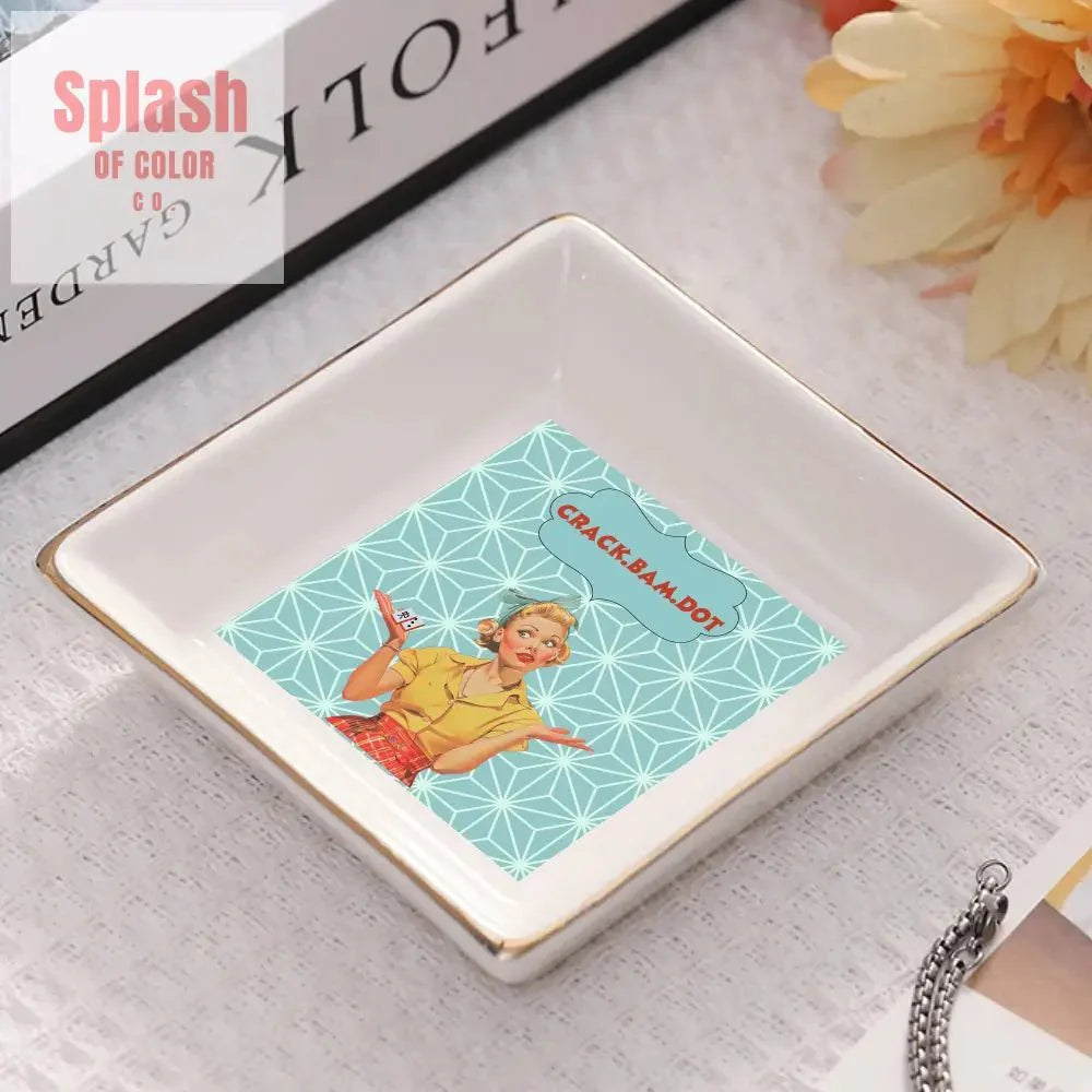 Crack Bam Dot, Notalgic Modern Funny Mahjong Dessert, Appetizer Party Plates