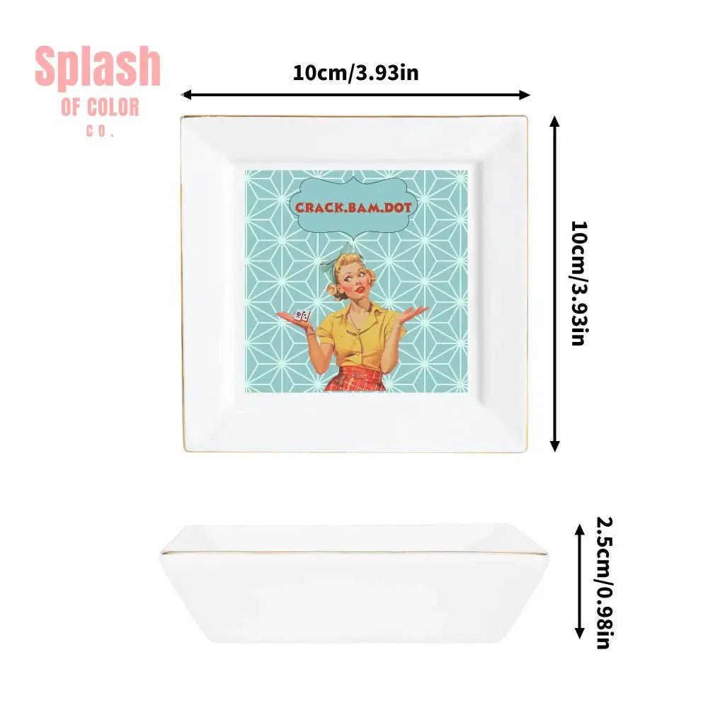 Crack Bam Dot, Notalgic Modern Funny Mahjong Dessert, Appetizer Party Plates