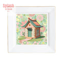 Mahjong Appetizer Dessert Plates With Cottage Floral Mahjong Tile House Design