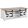 48" Farmhouse Coffee Table-White & Natural