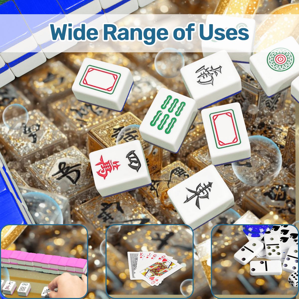 New Year's Eve Mahjong Mat, Glitz Gold
